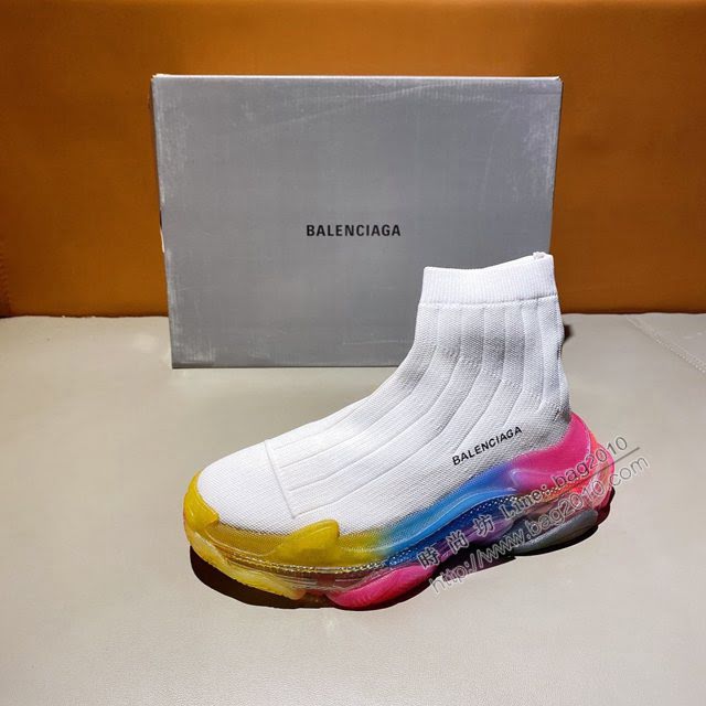 Balenciaga經典款男女鞋 巴黎世家頂級版本Triple-s高幫襪子鞋 巴黎世家復古做舊慢跑鞋 Balenciaga情侶款老爹鞋  hdbl1181